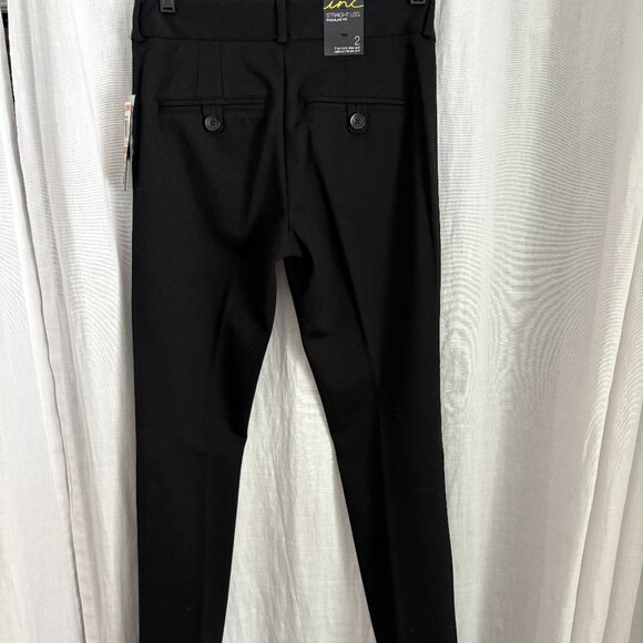 INC International Concepts Black Stretchy Straight Leg Pants, Size 2, NWT - Picture 2 of 6